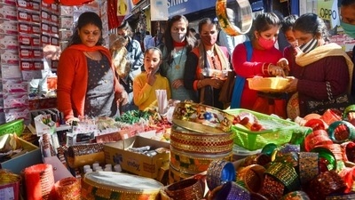 On this day, women pray for the long life of their husbands by not eating or drinking anything and offering prayers to Lord Shiva. (PTI) On this day, women pray for the long life of their husbands by not eating or drinking anything and offering prayers to Lord Shiva. (PTI)