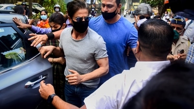 Shah Rukh Khan visited Aryan Khan on Thursday at the Arthur Road jail. (PTI) Shah Rukh Khan visited Aryan Khan on Thursday at the Arthur Road jail. (PTI)