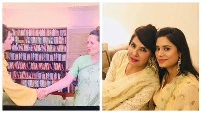 Amarinder Singh shared purported photos of Aroosa Alam with Sonia Gandhi and former Punjab DGP Mohammad Mustafa's family members. Amarinder Singh shared purported photos of Aroosa Alam with Sonia Gandhi and former Punjab DGP Mohammad Mustafa's family members. 