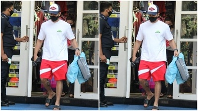 Kunal Kemmu was in a chill mode for the weekend. He wore a white tee shirt and teamed it with contrasting red and white shorts. (HT Photos/Varinder Chawla) Kunal Kemmu was in a chill mode for the weekend. He wore a white tee shirt and teamed it with contrasting red and white shorts. (HT Photos/Varinder Chawla)