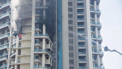 TheMumbai Fire Brigade has said that had the firefighting system at One Avighna Park high-rise got operational automatically, the fire would have come under control much earlier. (Pratik Chorge/HT PHOTO) TheMumbai Fire Brigade has said that had the firefighting system at One Avighna Park high-rise got operational automatically, the fire would have come under control much earlier. (Pratik Chorge/HT PHOTO)