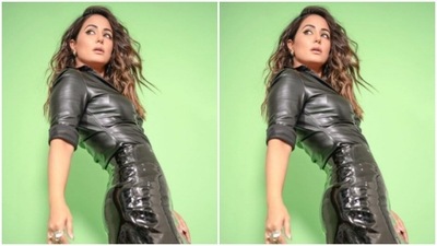 Hina opted for an all-leather ensemble to give the pictures a sultry vibe. (Instagram/@realhinakhan) Hina opted for an all-leather ensemble to give the pictures a sultry vibe. (Instagram/@realhinakhan)