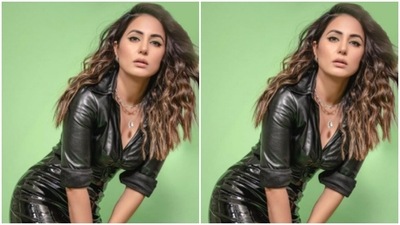 The midriff-baring shirt hugged Hina’s body perfectly and showed off the curves. (Instagram/@realhinakhan) The midriff-baring shirt hugged Hina’s body perfectly and showed off the curves. (Instagram/@realhinakhan)