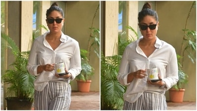 Bollywood actor Kareena Kapoor Khan began her weekend on a stylish note as she was snapped outside her house in Mumbai in a winning look. The actor never ceases to amaze us with her off-duty lookbook. And her latest ensemble - a white shirt with striped pants - is proof. (HT Photo/Varinder Chawla) Bollywood actor Kareena Kapoor Khan began her weekend on a stylish note as she was snapped outside her house in Mumbai in a winning look. The actor never ceases to amaze us with her off-duty lookbook. And her latest ensemble - a white shirt with striped pants - is proof. (HT Photo/Varinder Chawla)