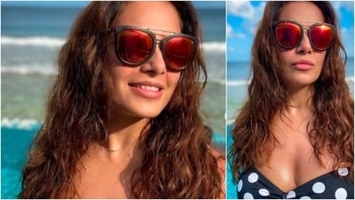 Bipasha Basu took a dip in the pool donning this funky polka-dotted swimsuit. (Instagram/@bipashabasu) Bipasha Basu took a dip in the pool donning this funky polka-dotted swimsuit. (Instagram/@bipashabasu)