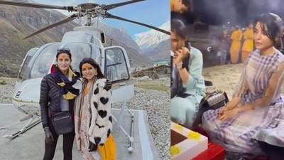 Samantha Ruth Prabhu with friend Shilpa Shetty during her Char Dham Yatra. Samantha Ruth Prabhu with friend Shilpa Shetty during her Char Dham Yatra. 