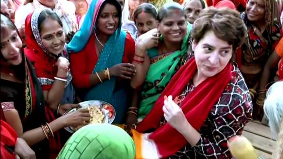 Earlier this week, Congress general secretary Priyanka Gandhi Vadra promised 40% party tickets to women for the UP assembly polls, smartphones to class 12 pass girls and scooters to women graduates. (ANI)