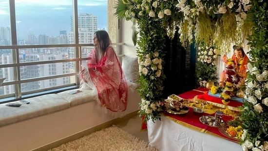 Nia Sharma has opted for an all-white aesthetic.