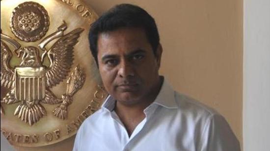 Telangana Rashtra Samithi working president and Information Technology minister KT Rama Rao on Saturday alleged that the Congress had joined hands with the BJP to defeat the TRS in the upcoming by-elections to the Huzurabad assembly seat. (HT FILE PHOTO.)