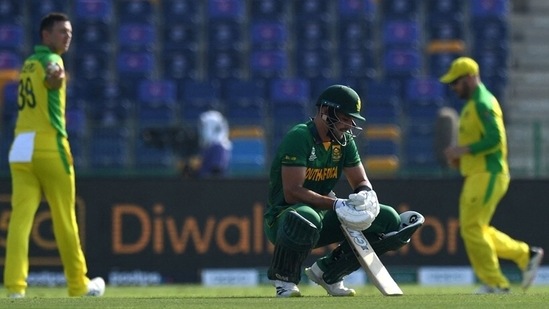 On a pitch where the ball came on to the bat late, Josh Hazlewood 2/19), Adam Zampa (2/21) and Michell Starc (2/33) did most of the damage, even as Aiden Markram battled his way to a 36-ball 40. (PTI)&nbsp;