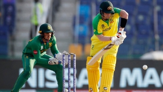 A partnership ensued between Steve Smith (35) and Glenn Maxwell (18) but their 42-run association for the fourth wicket ended when the former was sensationally caught in the deep by a sprinting Aiden Markram. Smith pulled a short of a length delivery but Markram ran a long way before diving full stretch to his right to stun everyone. (PTI)&nbsp;(AP)