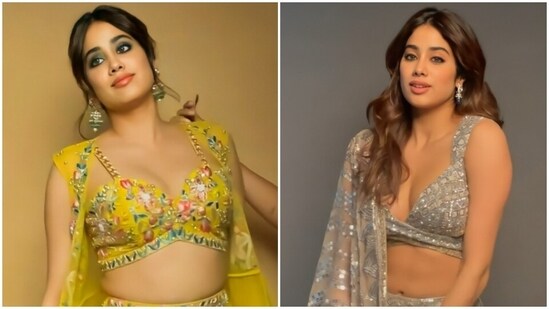 Janhvi Kapoor will sort out your Diwali 2021 wardrobe in these two glam looks(Twitter/@janhvisgiggle)