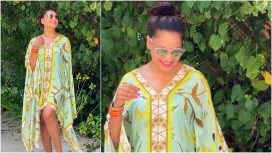 Earlier today, Bipasha Basu took to her Instagram handle to share a few photos of herself in a pastel-coloured Kaftan.(Instagram/@bipashabasu)
