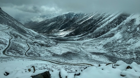 Leh, Ladakh: Also known as 'The Bikers' Pilgrimage,' Leh is one of the most sought after destinations for riders for its landscapes and snowfall. You can visit Nubra Valley and Pangong Tso Lake to experience heavy snowfall.(Unsplash)