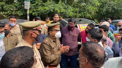 Residents planned to carry out a car rally outside the La Residentia housing complex in Greater Noida but the police stopped them as they had not taken permission for it . (Sourced)