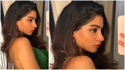 Khushi Kapoor donned a green strappy backless top which she teamed with a pair of high-rise denims. (Instagram/@khushi05k) Khushi Kapoor donned a green strappy backless top which she teamed with a pair of high-rise denims. (Instagram/@khushi05k)