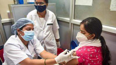 A young woman receives a Covid jab in Lucknow. (HT FILE PHOTO)