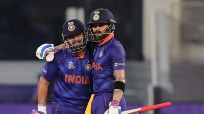 UAE, Oct 24 (ANI): India's captain Virat Kohli and India's Rishabh Pant during the ICC men's Twenty20 World Cup match between India and Pakistan, at Dubai International Stadium in Dubai on Sunday. (ANI Photo) (ANI) UAE, Oct 24 (ANI): India's captain Virat Kohli and India's Rishabh Pant during the ICC men's Twenty20 World Cup match between India and Pakistan, at Dubai International Stadium in Dubai on Sunday. (ANI Photo) (ANI)