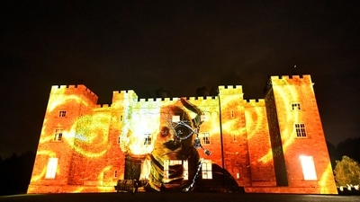 Projections illuminate the Slane Castle as part of a Halloween festival called 'Puca' celebrating the Celtic tradition of Samhain in Slane, Ireland. (REUTERS)