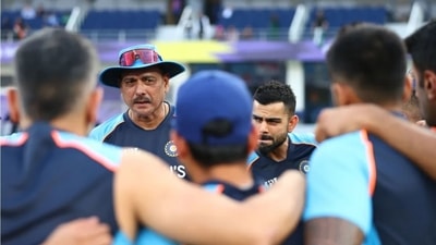 Indian team in a huddle. (BCCI)