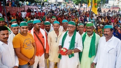 Samyukt Kisan Morcha took the decision to organise a ‘Kalash Yatra' at the Singhu Morcha in Delhi on October 21 (PTI) Samyukt Kisan Morcha took the decision to organise a ‘Kalash Yatra' at the Singhu Morcha in Delhi on October 21 (PTI)