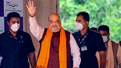 Union Home Minister Amit Shah during a public rally in Jammu on Sunday. (PTI) Union Home Minister Amit Shah during a public rally in Jammu on Sunday. (PTI)