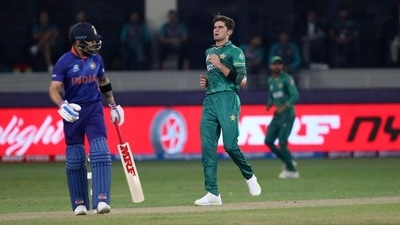 Shaheen Afridi picked three wickets in the T20 World Cup clash between India and Pakistan.&nbsp; (AP)
