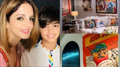 Sussanne Khan turns son Hridhaan Roshan's art into pieces for her design store, The Charcoal Project (Instagram/suzkr) Sussanne Khan turns son Hridhaan Roshan's art into pieces for her design store, The Charcoal Project (Instagram/suzkr)