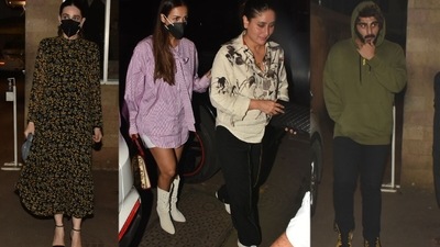 Karisma Kapoor, Malaika Arora, Kareena Kapoor and Arjun Kapoor at Malaika's mom's house. (Varinder Chawla) Karisma Kapoor, Malaika Arora, Kareena Kapoor and Arjun Kapoor at Malaika's mom's house. (Varinder Chawla)