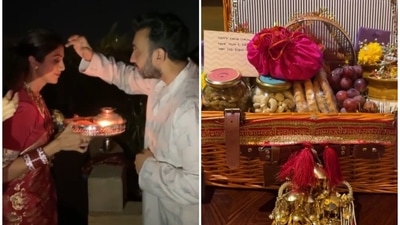Shilpa Shetty gave a preview of her Karwa Chauth celebration on Instagram. Shilpa Shetty gave a preview of her Karwa Chauth celebration on Instagram.