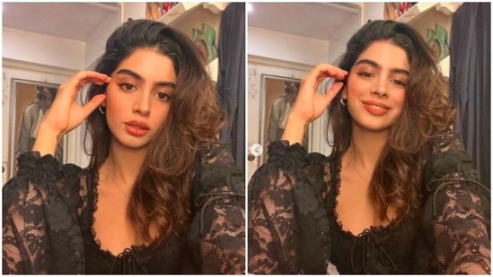 Khushi Kapoor earlier took the internet by storm when she shared a still of herself in a vintage netted black top.(Instagram/@khushi05k)