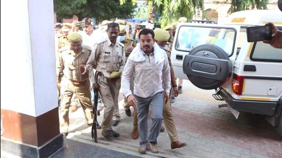 Ashish Mishra was taken to the district hospital in Lakhimpur Kheri in an ambulance after a team of medical experts said he needed to be treated there instead of the hospital at the jail. (HT Photo) Ashish Mishra was taken to the district hospital in Lakhimpur Kheri in an ambulance after a team of medical experts said he needed to be treated there instead of the hospital at the jail. (HT Photo)