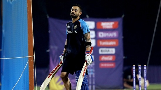 India captain Virat Kohli during a practice session ahead of ICC Men's T20 World Cup 2021 match between India and Pakistan. (ANI)