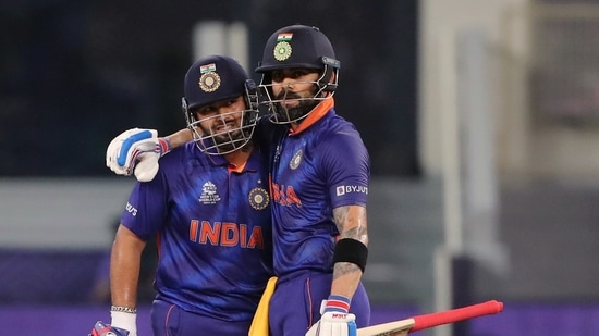UAE, Oct 24 (ANI): India's captain Virat Kohli and India's Rishabh Pant during the ICC men's Twenty20 World Cup match between India and Pakistan, at Dubai International Stadium in Dubai on Sunday. (ANI Photo)(ANI)