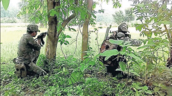 At around 10pm, the STF team came under heavy firing by the Maoists and fired back in self-defence, a police officer said. (HT Photo)