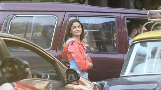 Here she is, waiting for her cameras to start rolling.