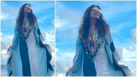 Sharing the pictures on Instagram, Bipasha Basu captioned her latest Instagram post, "Hanging with the clouds."(Instagram/@bipashabasusinghgrover)