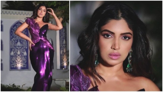 Celebrity stylist Pranita Shetty styled Bhumi Pednekar for this ‘purple haze’ look.(Instagram/@elevate_promotions)