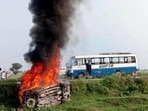 On October 3, eight people were killed in Lakhimpur Kheri district of Uttar Pradesh after a vehicle, allegedly carrying BJP workers, rammed into a group of protesting farmers.(ANI) On October 3, eight people were killed in Lakhimpur Kheri district of Uttar Pradesh after a vehicle, allegedly carrying BJP workers, rammed into a group of protesting farmers.(ANI)