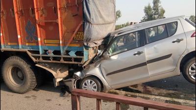 A 16-year-old boy was killed while his classmate was grievously injured after their car rammed into a truck in Ambala. A 16-year-old boy was killed while his classmate was grievously injured after their car rammed into a truck in Ambala.