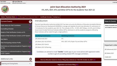 JoSAA counselling 2021: Last date of Registration, choice filling, check details here JoSAA counselling 2021: Last date of Registration, choice filling, check details here