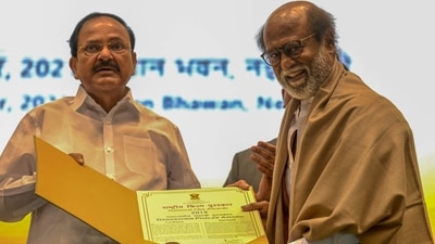 Actor Rajinikanth received the Dadasaheb Phalke Award from Vice President Venkaiah Naidu, during the 67th National Film Awards and Dadasaheb Phalke Awards 2019 held in New Delhi. (AFP) Actor Rajinikanth received the Dadasaheb Phalke Award from Vice President Venkaiah Naidu, during the 67th National Film Awards and Dadasaheb Phalke Awards 2019 held in New Delhi. (AFP)