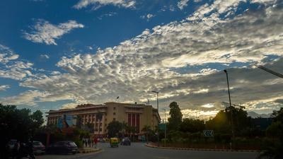 A file photo shows clouds in the New Delhi skyline. On Monday, New Delhi could see partly cloudy skies and a minimum temperature of 18 degrees Celsius. (PTI/Flie) A file photo shows clouds in the New Delhi skyline. On Monday, New Delhi could see partly cloudy skies and a minimum temperature of 18 degrees Celsius. (PTI/Flie)
