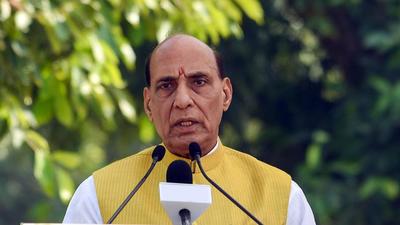 Defence minister Rajnath Singh on Monday invited international defence firms to take part in Asia’s largest defence exhibition, DefExpo 2022, which will be held in Gandhinagar in March 2022. (ANI PHOTO.)