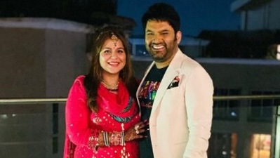 Kapil Sharma celebrated Karwa Chauth with his wife Ginni Chatrath. He shared pictures on Instagram. 