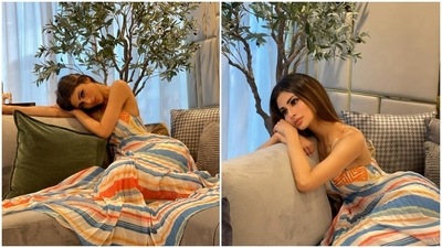 Mouni posted the pictures on Instagram using a few lines by Atticus as the caption. She wrote, "I feel in every girl there is a spirit, a wild pixie, that if let go, would run and dance in grassy fields until the end of the world. And then that girl grows up, that pixie hides, but it's always there, peeking out behind old eyes and reading glasses, laughing, waiting, to one day dance again ~Atticus." (Instagram/@imouniroy)