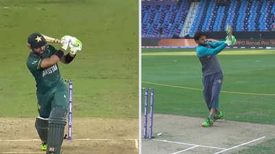 'Dream. Visualise. Execute.': ICC's split-screen video of Mohammad Rizwan shadow batting before India vs Pakistan T20 WC clash will give you goosebumps (ICC TWITTER/SCREENGRAB)