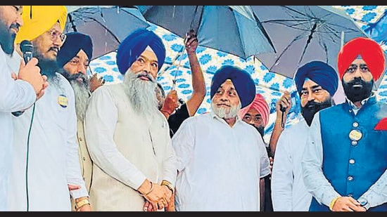Shiromani Akali Dal (SAD) president Sukhbir Singh Badal had on Sunday held a protest against the auction of the panchayat land at Bari village in Mohali.