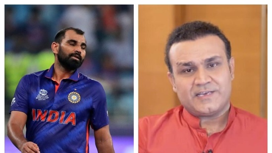 Mohammed Shami and Virender Sehwag collage. (File)