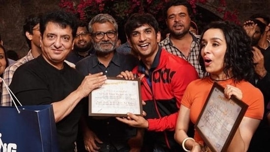 Sushant was seen in two different looks in his last theatrical release, Chhichhore. Here, he is seen as the younger version of his character, with co-star Shraddha Kapoor as the two proudly show off their college certificates during the making of the film.